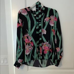 Floral Black and Green Women's Top